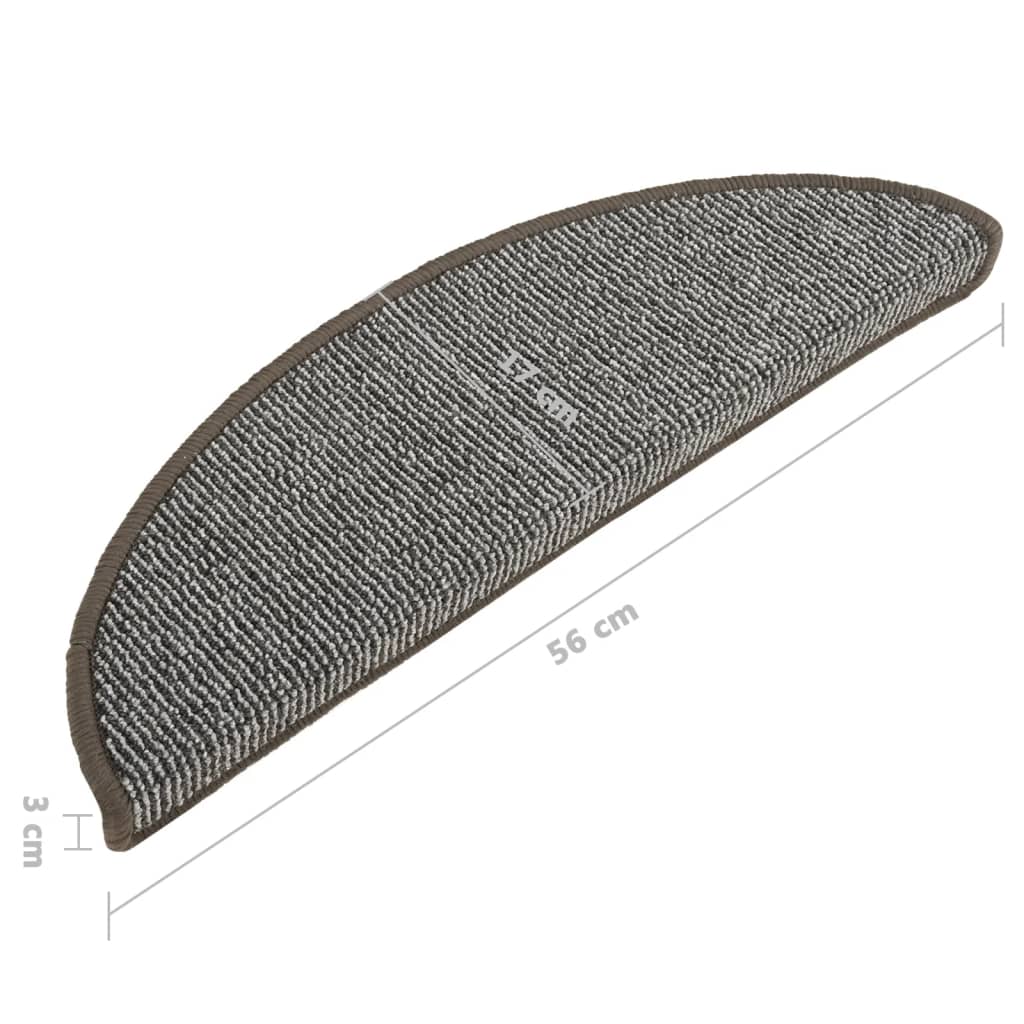 Tapetes de escada 15 peças 56x17x3 cm cinza semicircular