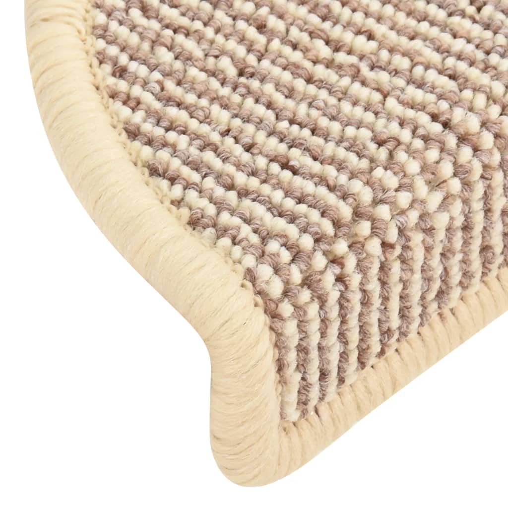 Tapetes de escada 15 peças 56x17x3 cm branco e marrom semicircular