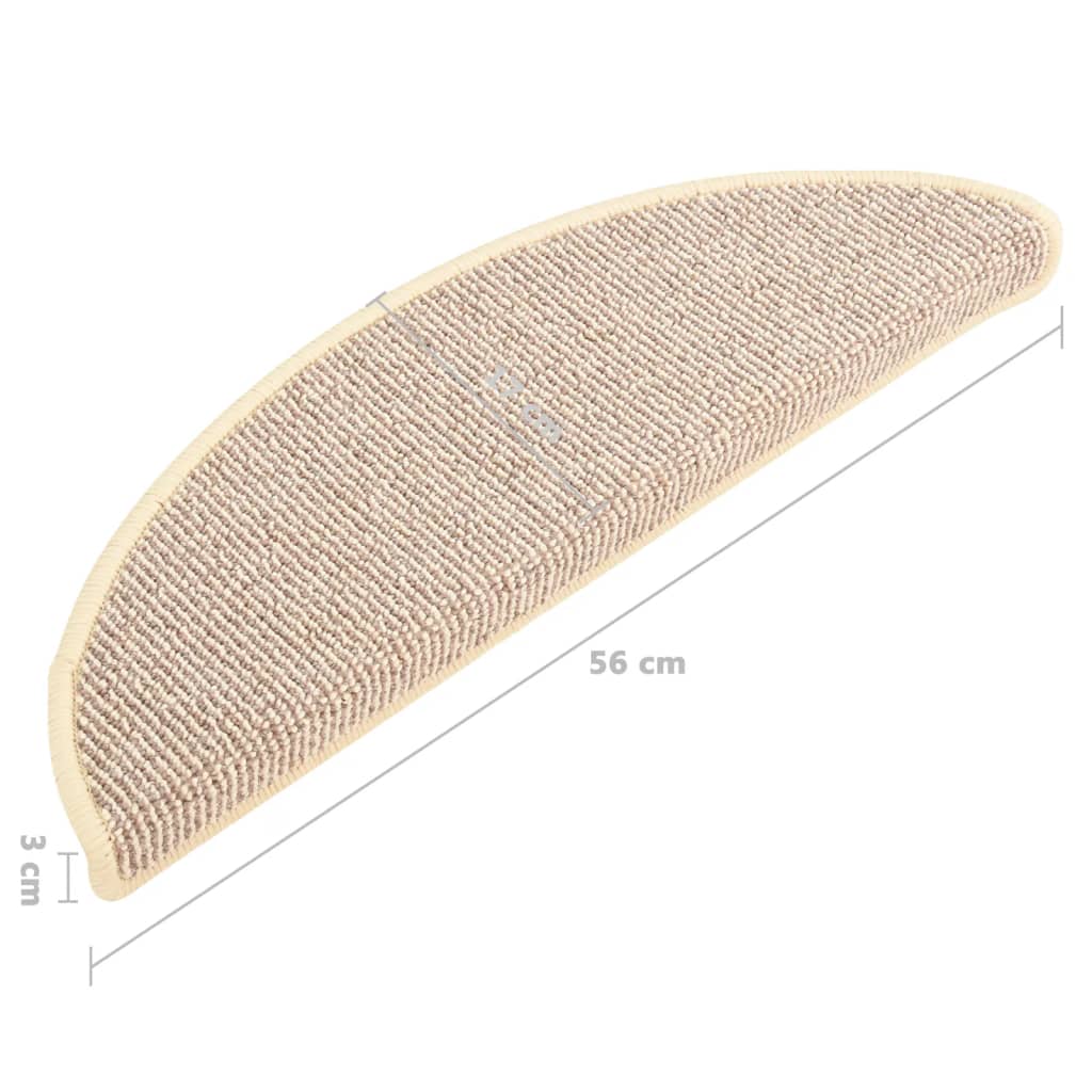 Tapetes de escada 15 peças 56x17x3 cm branco e marrom semicircular