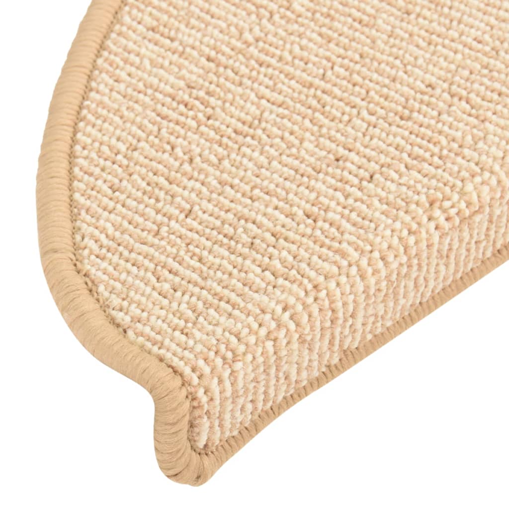 Tapetes de escada 15 peças 56x17x3 cm creme semicircular