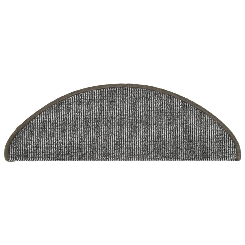 Tapetes de escada 15 peças 65x21x4 cm cinza semicircular grande