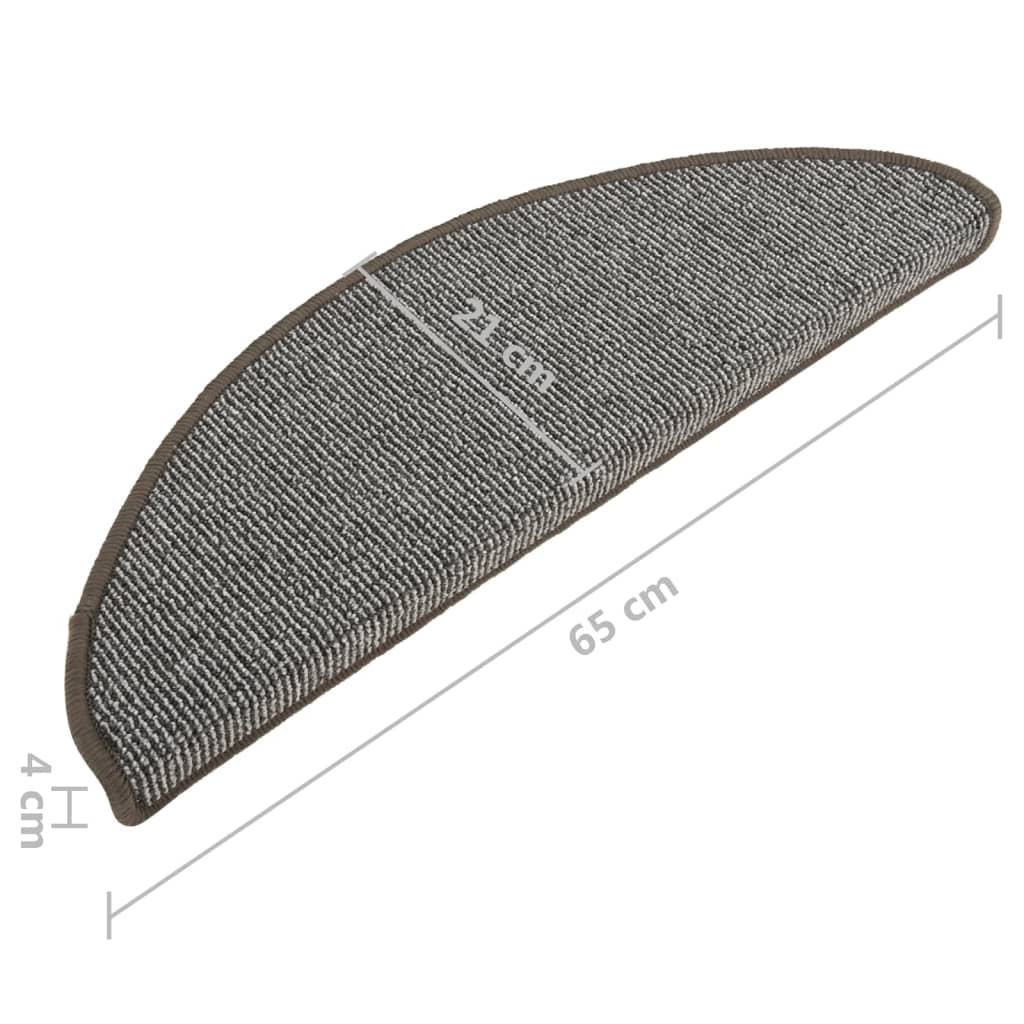 Tapetes de escada 15 peças 65x21x4 cm cinza semicircular grande