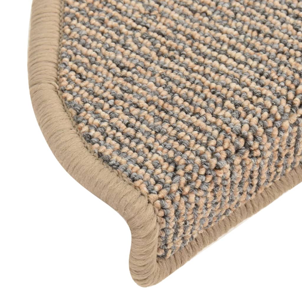 Tapetes de escada 15 peças 65x21x4 cm marrom semicircular grande