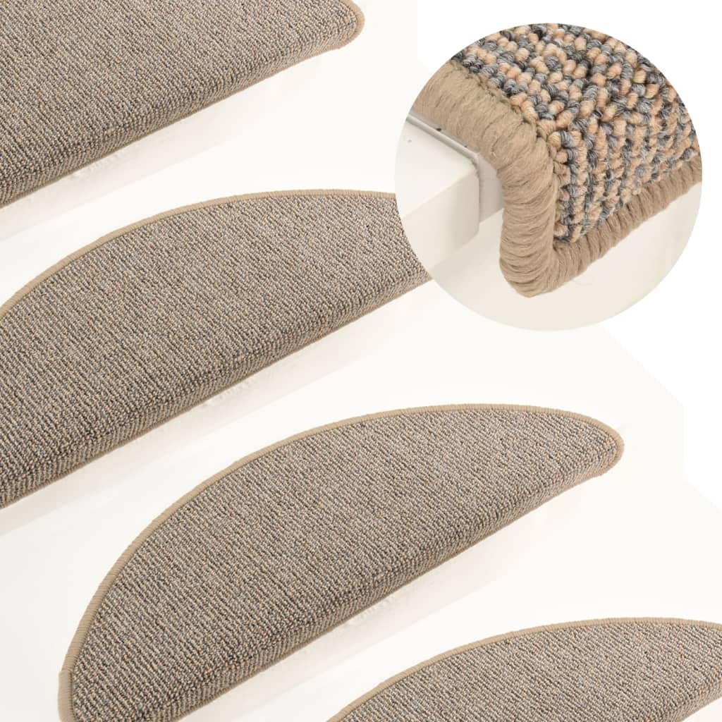 Tapetes de escada 15 peças 65x21x4 cm marrom semicircular grande