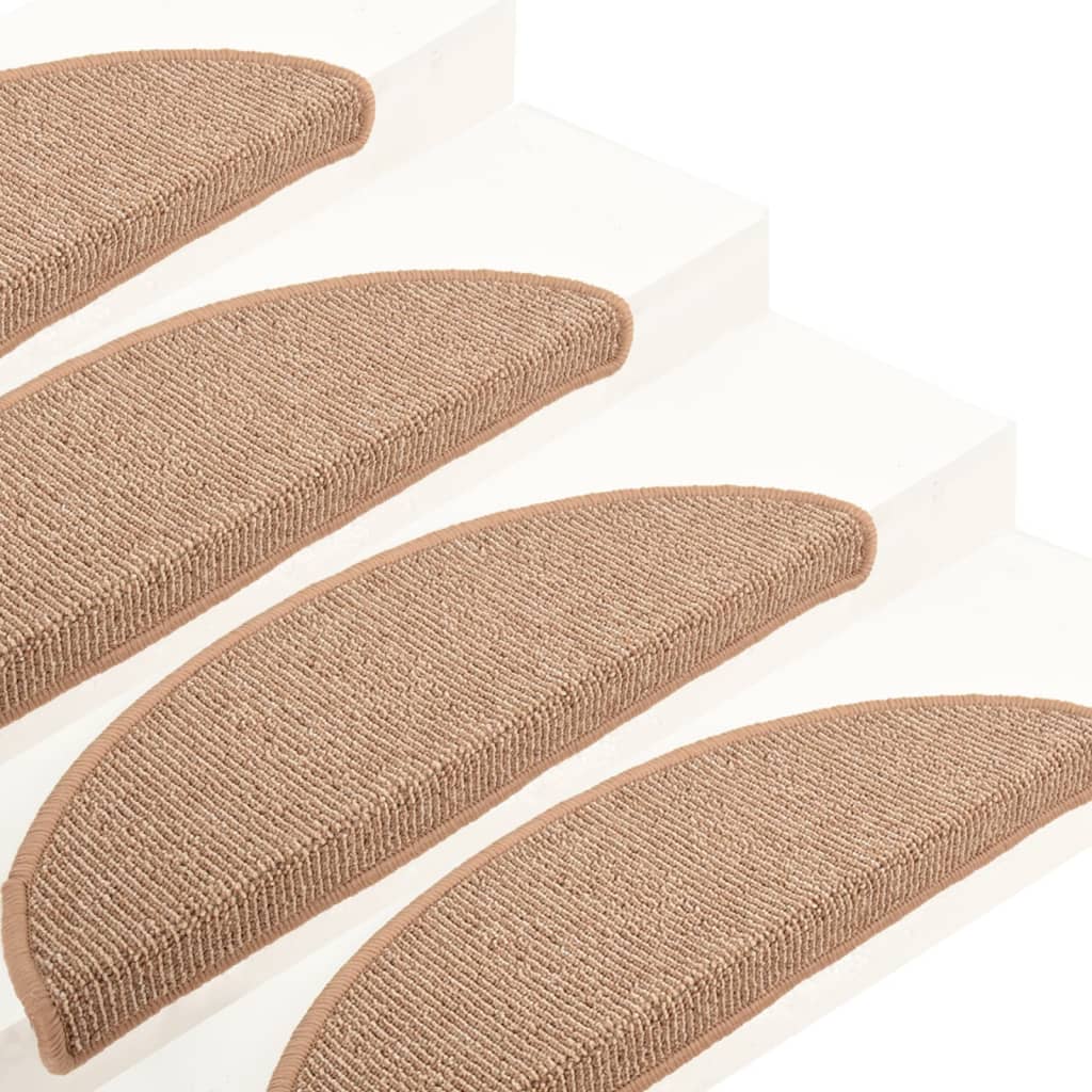 Tapetes de escada 15 peças 65x21x4 cm marrom claro semicircular grande