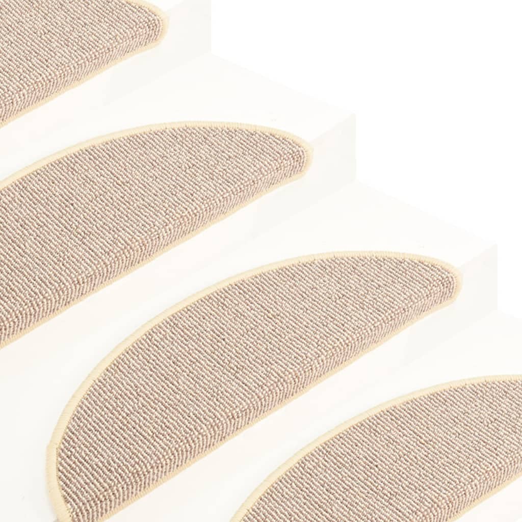 Tapetes de escada 15 peças 65x21x4 cm branco e marrom semicircular grande