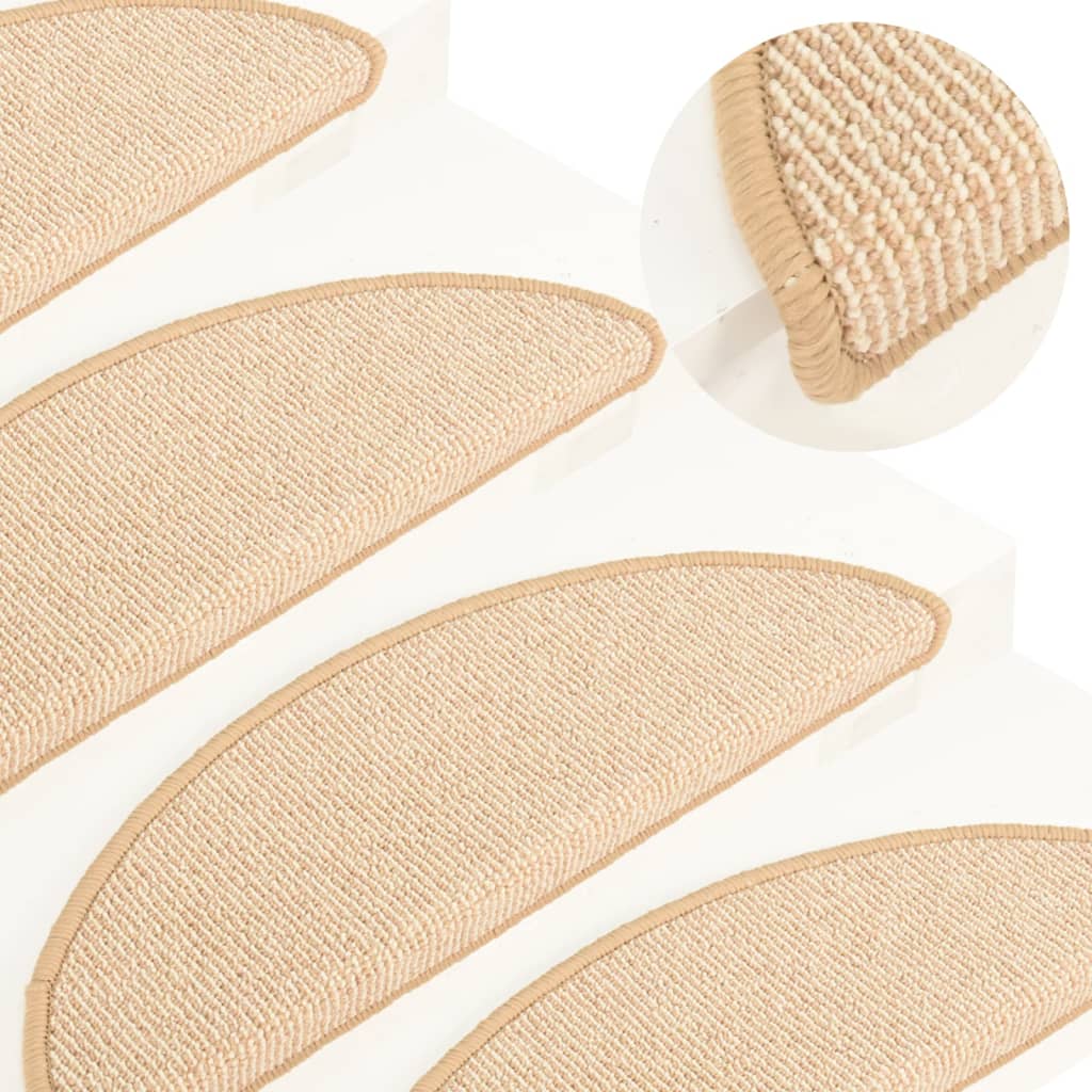 Tapetes de escada 15 peças 65x21x4 cm creme semicircular grande