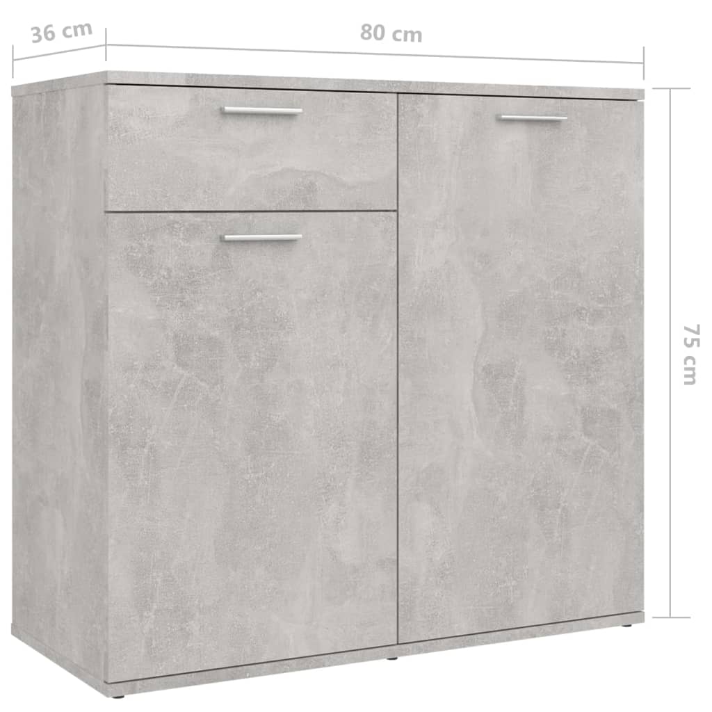 Aparador 160x36x75 cm contraplacado cinzento cimento