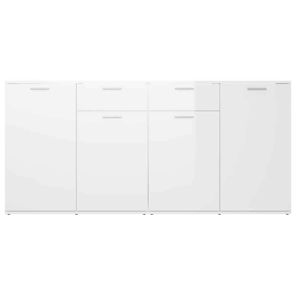 Aparador 160x36x75 cm contraplacado branco brilhante