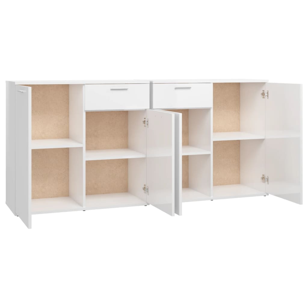 Aparador 160x36x75 cm contraplacado branco brilhante