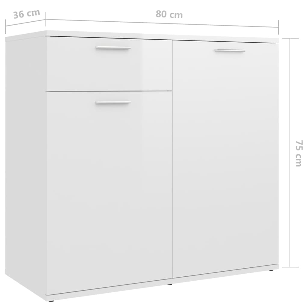 Aparador 160x36x75 cm contraplacado branco brilhante