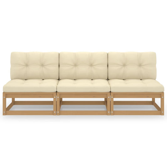 Sofá de 3 lugares com almofadões pinho maciço