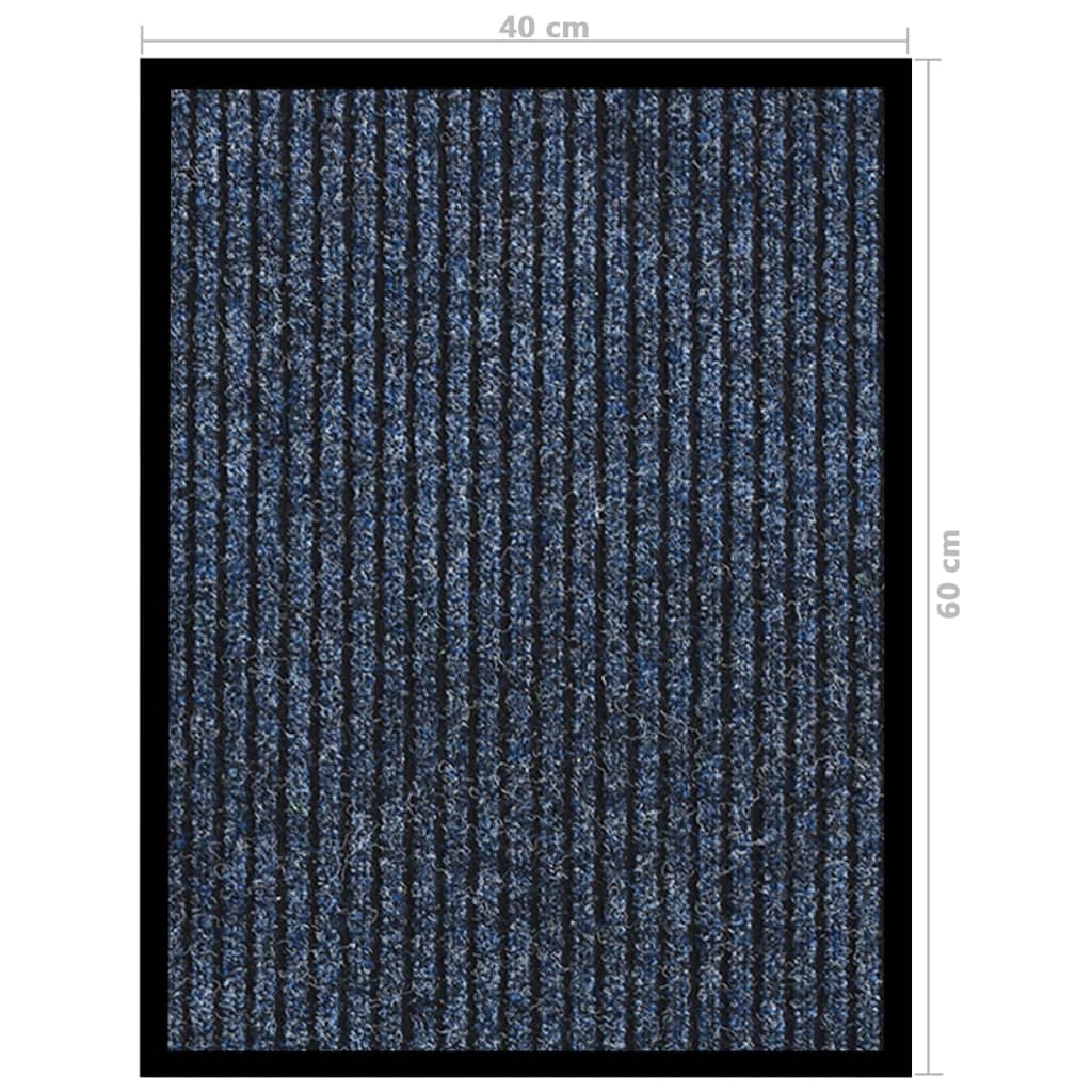 Tapete de porta às riscas 40x60 cm azul