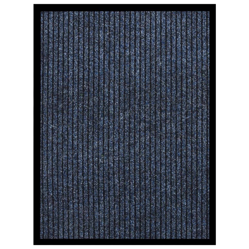 Tapete de porta às riscas 60x80 cm azul
