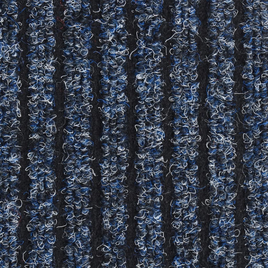 Tapete de porta às riscas 80x120 cm azul