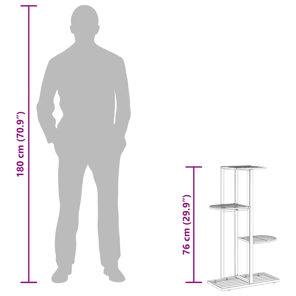 Suporte de vasos c/ 4 prateleiras 43x22x76 cm metal preto