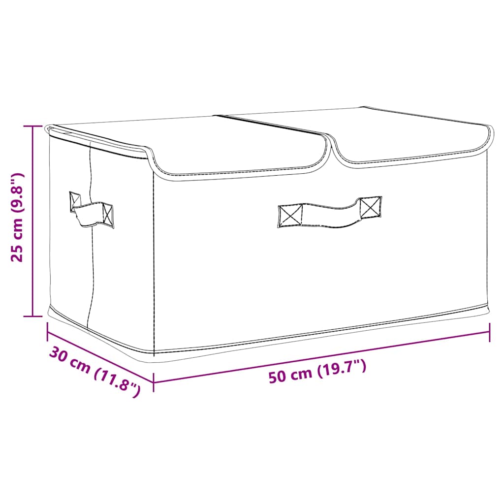 Caixas de arrumação 2 pcs 50x30x25 cm tecido creme