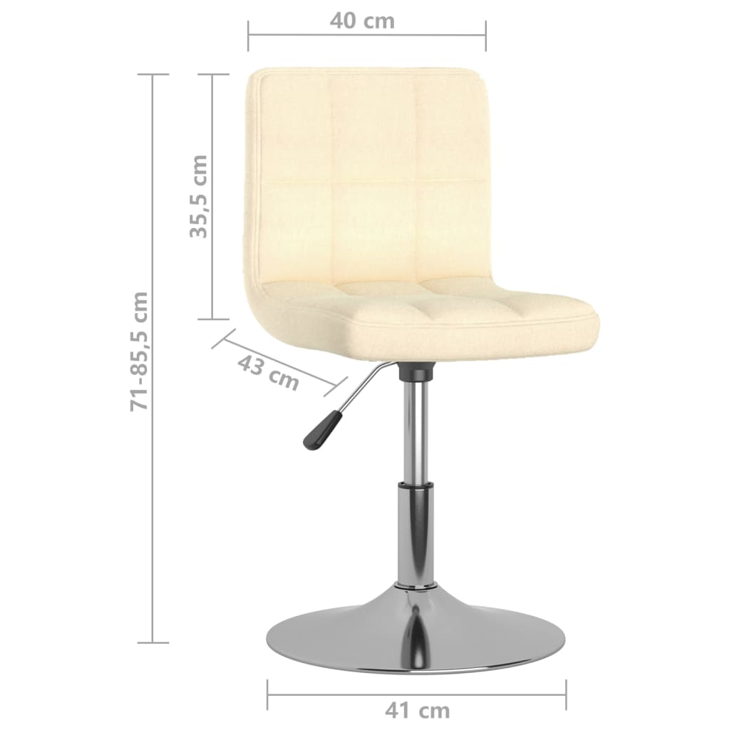 Cadeiras de jantar giratórias 2 pcs tecido cor creme