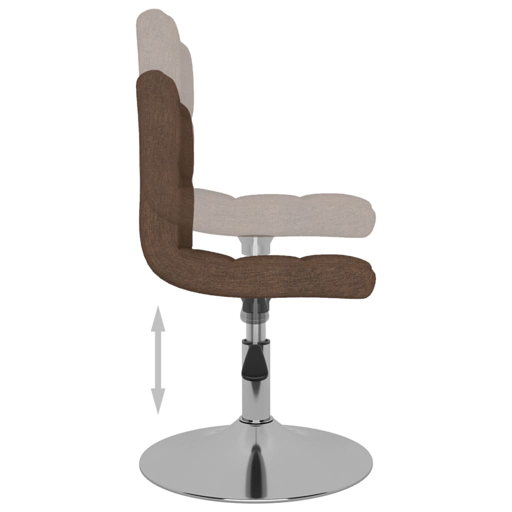 Cadeiras de jantar giratórias 2 pcs tecido castanho