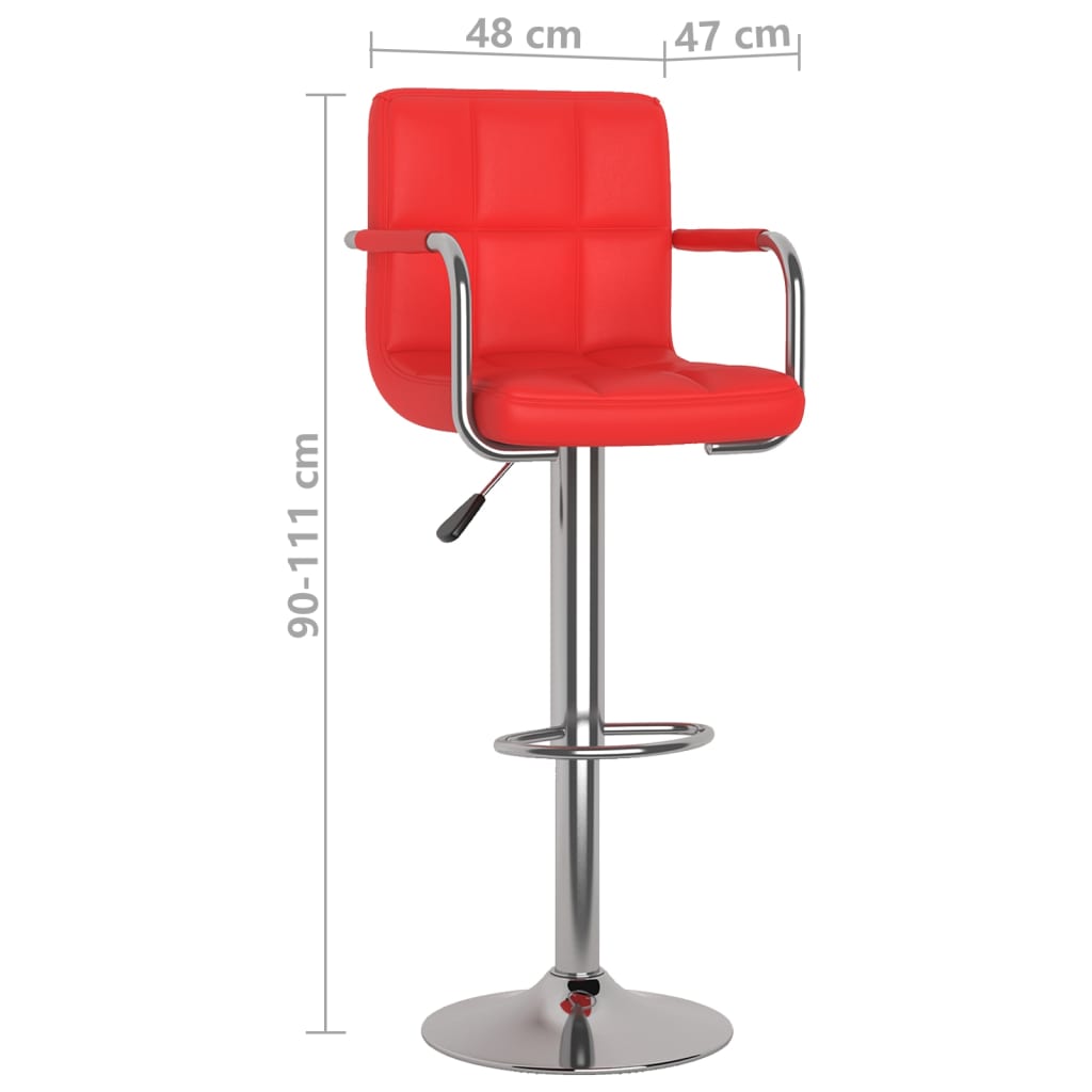 Bancos de bar 2 pcs couro artificial vermelho
