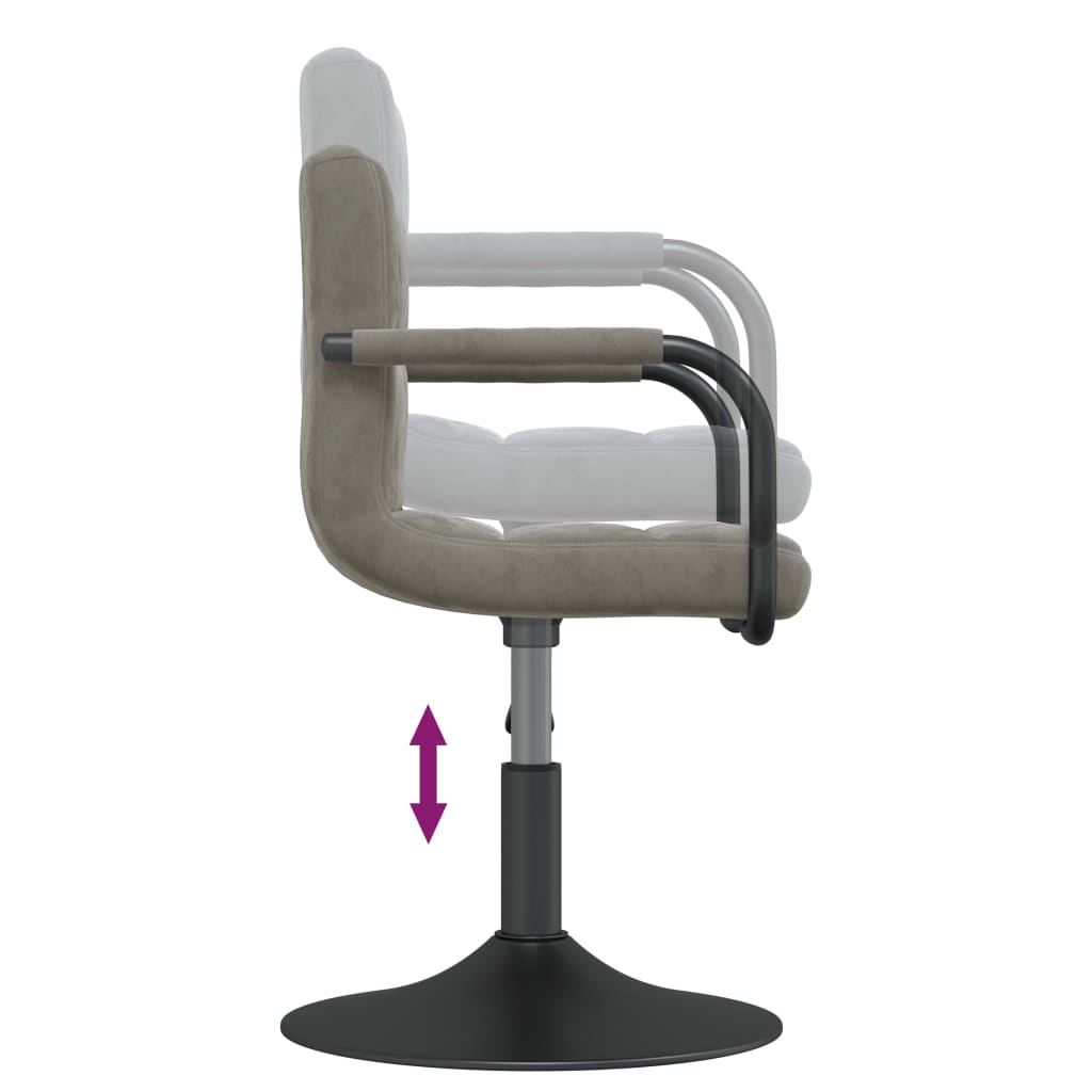 Cadeiras de jantar giratórias 2 pcs veludo cinzento-claro