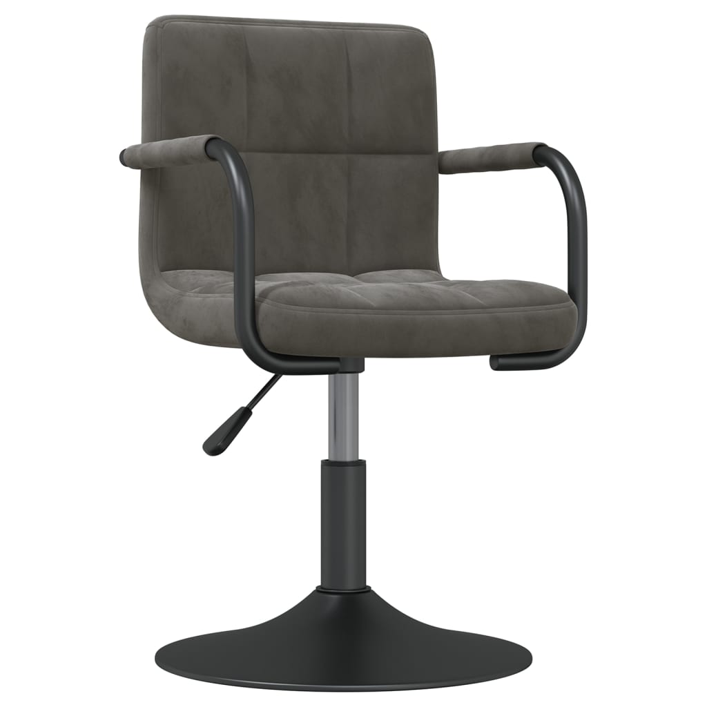 Cadeiras de jantar giratórias 2 pcs veludo cinzento-escuro