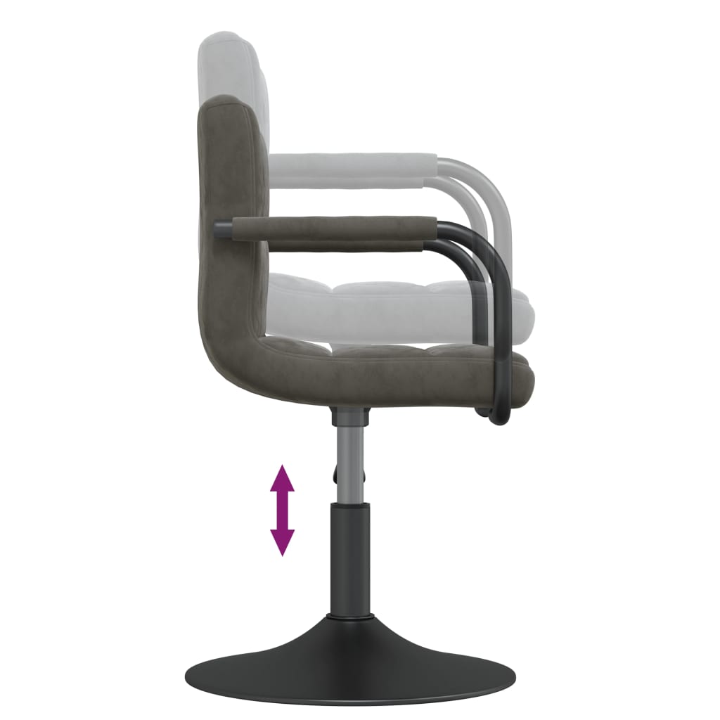 Cadeiras de jantar giratórias 2 pcs veludo cinzento-escuro