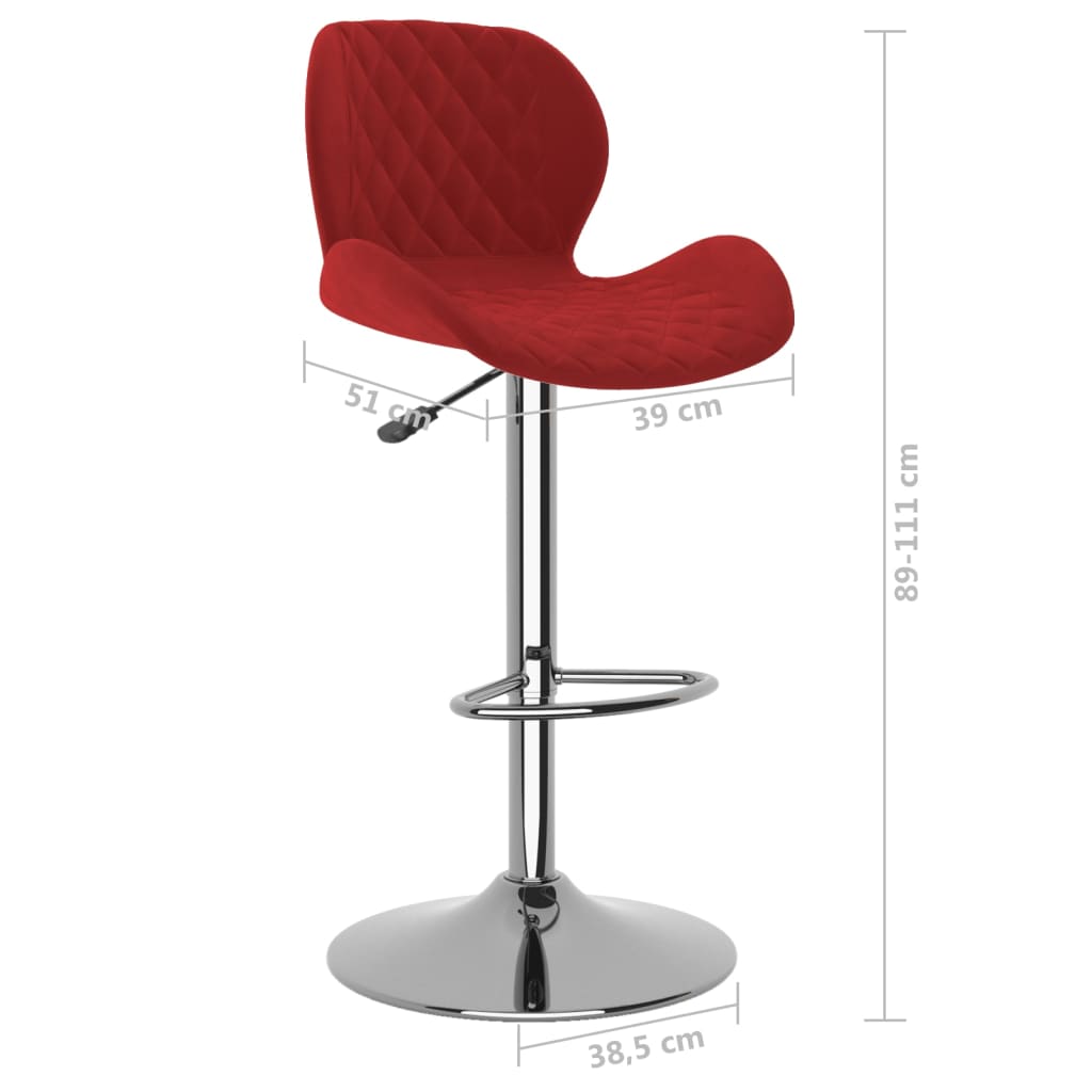 Bancos de bar 2 pcs veludo vermelho tinto