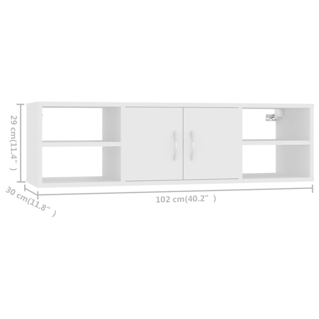 Estante de parede 102x30x29 cm derivados de madeira branco