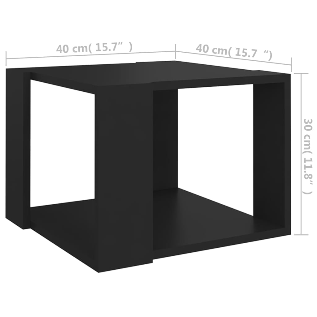 Mesa de centro 40x40x30 cm madeira processada preto