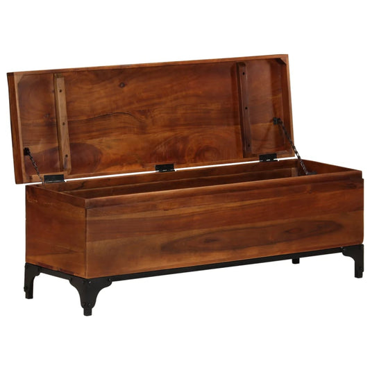 Baú de arrumação 110x35x41 cm madeira de acácia maciça