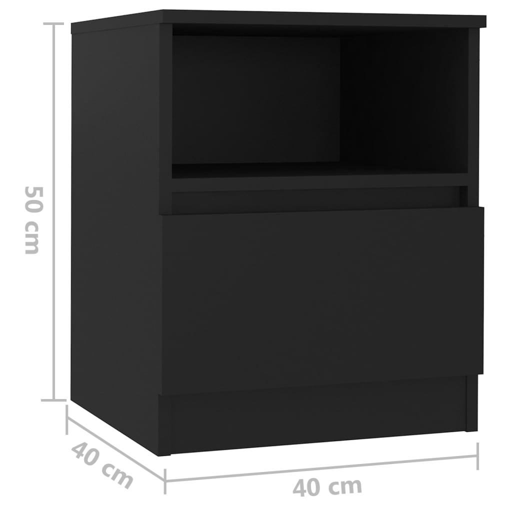 Mesa de cabeceira 40x40x50 cm derivados de madeira preto