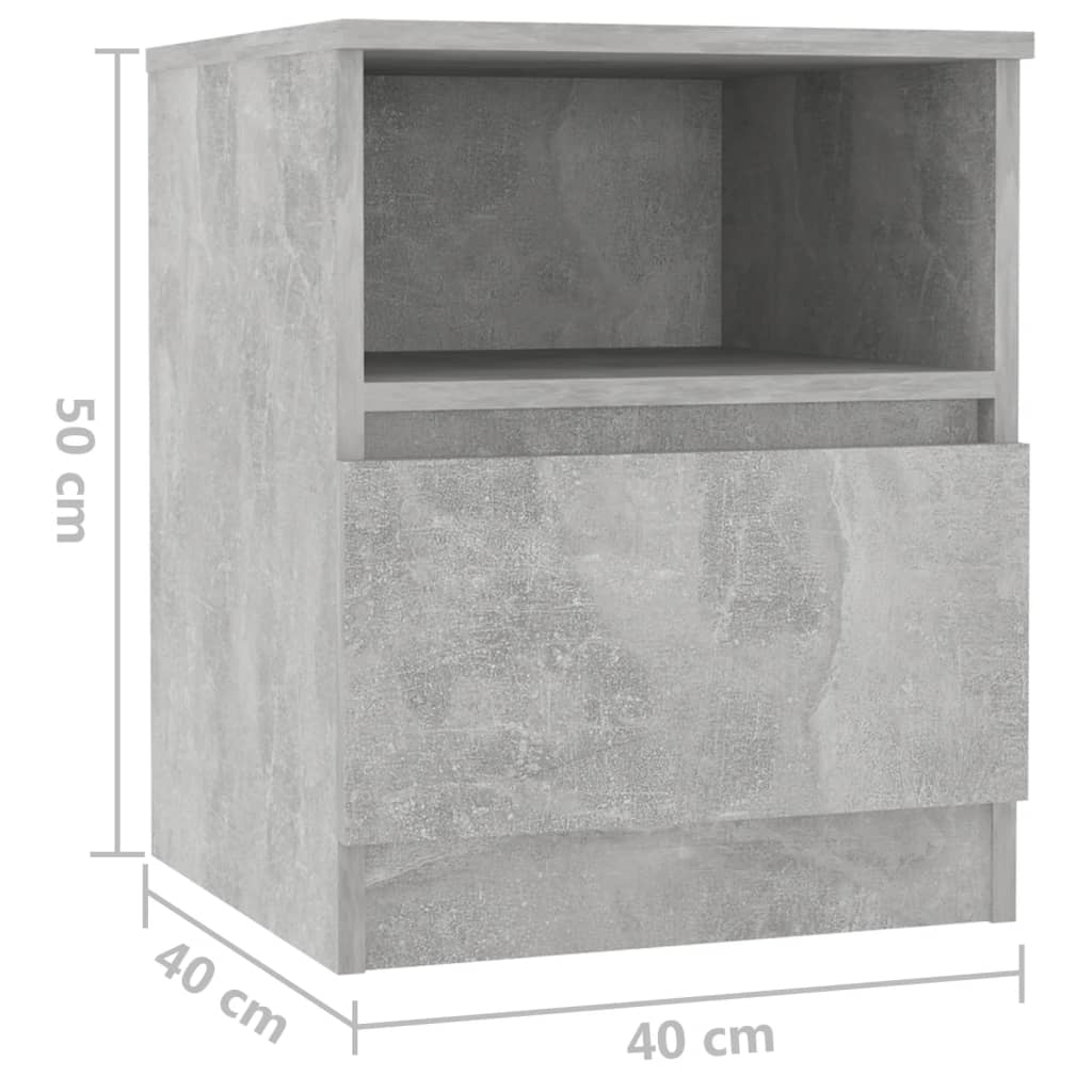 Mesa de cabeceira 40x40x50cm derivados de madeira cinza cimento