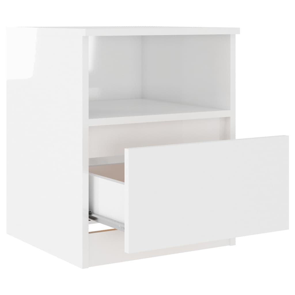 Mesa de cabeceira derivados de madeira branco brilhante