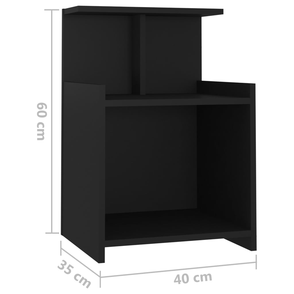 Mesas de cabeceira 2 pcs derivados de madeira preto