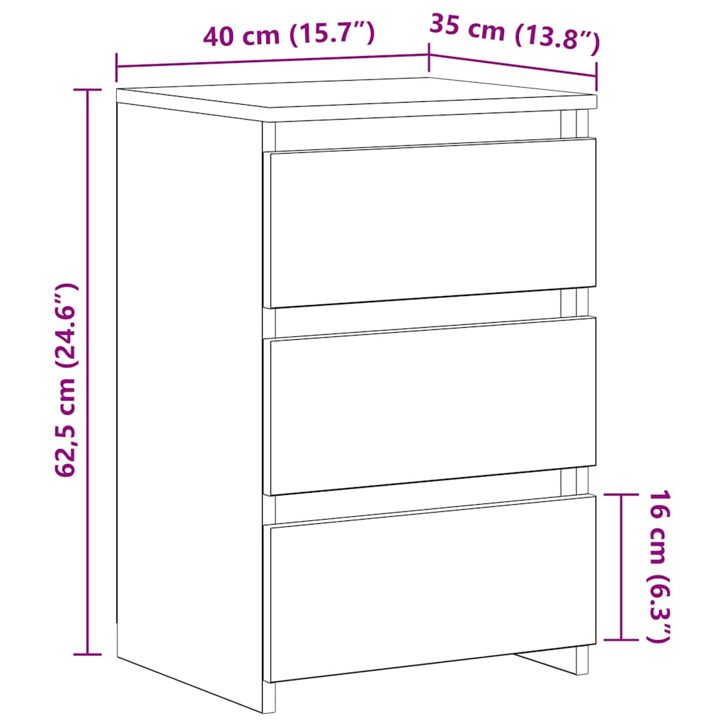 Mesas de cabeceira 2 pcs 40x35x62,5 cm derivados madeira branco