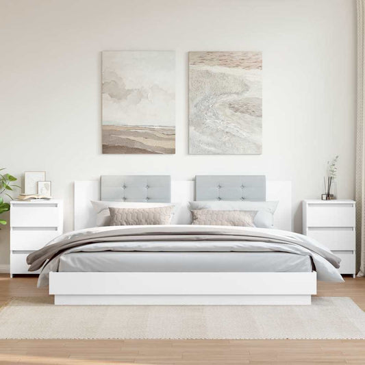 Mesas de cabeceira 2 pcs 40x35x62,5 cm derivados madeira branco