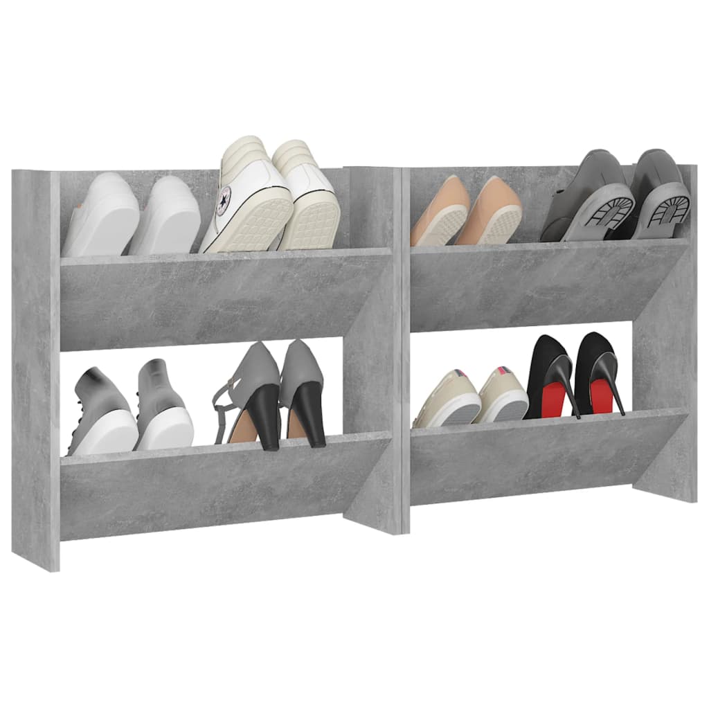 Sapateiras de parede 2 pcs 60x18x60 cm contrapl. cinza cimento