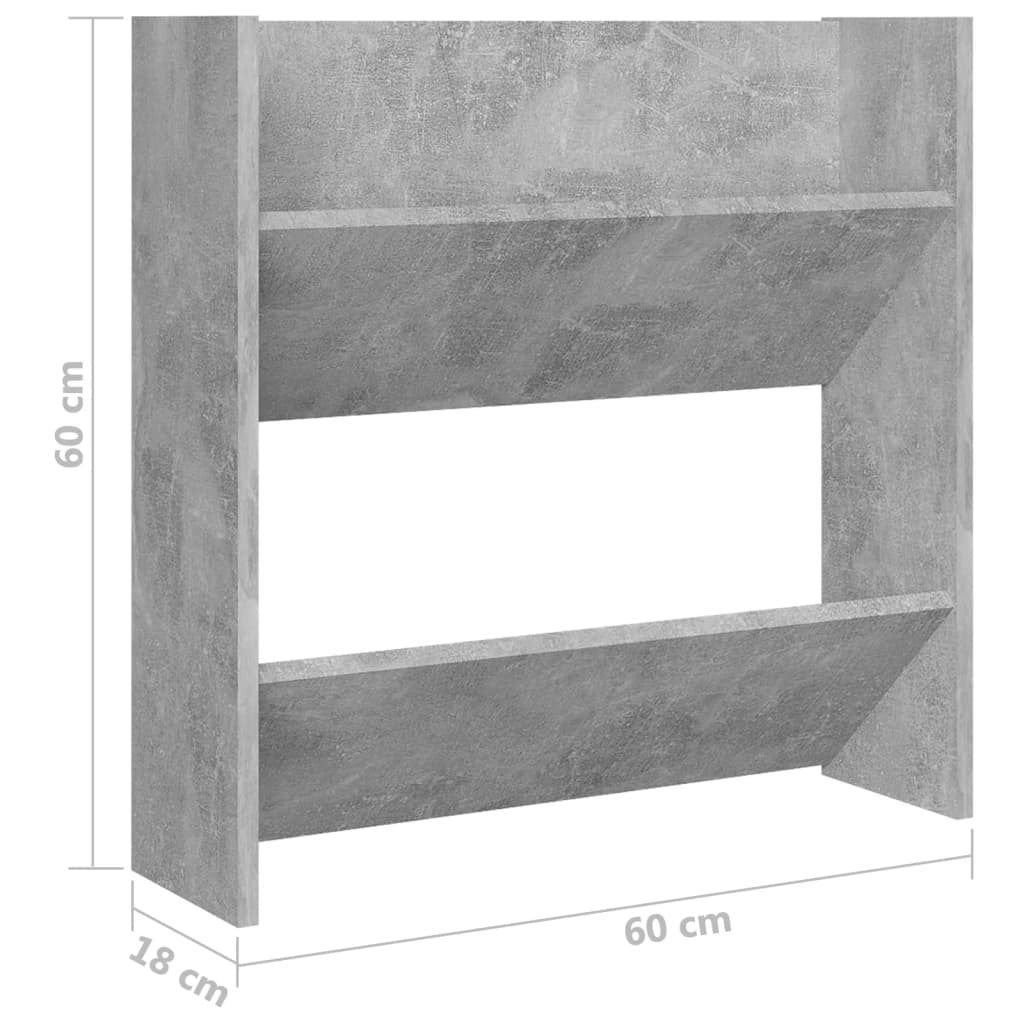 Sapateiras de parede 2 pcs 60x18x60 cm contrapl. cinza cimento
