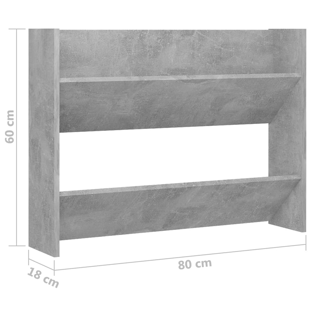 Sapateira parede 80x18x60 cm derivados madeira cinzento cimento