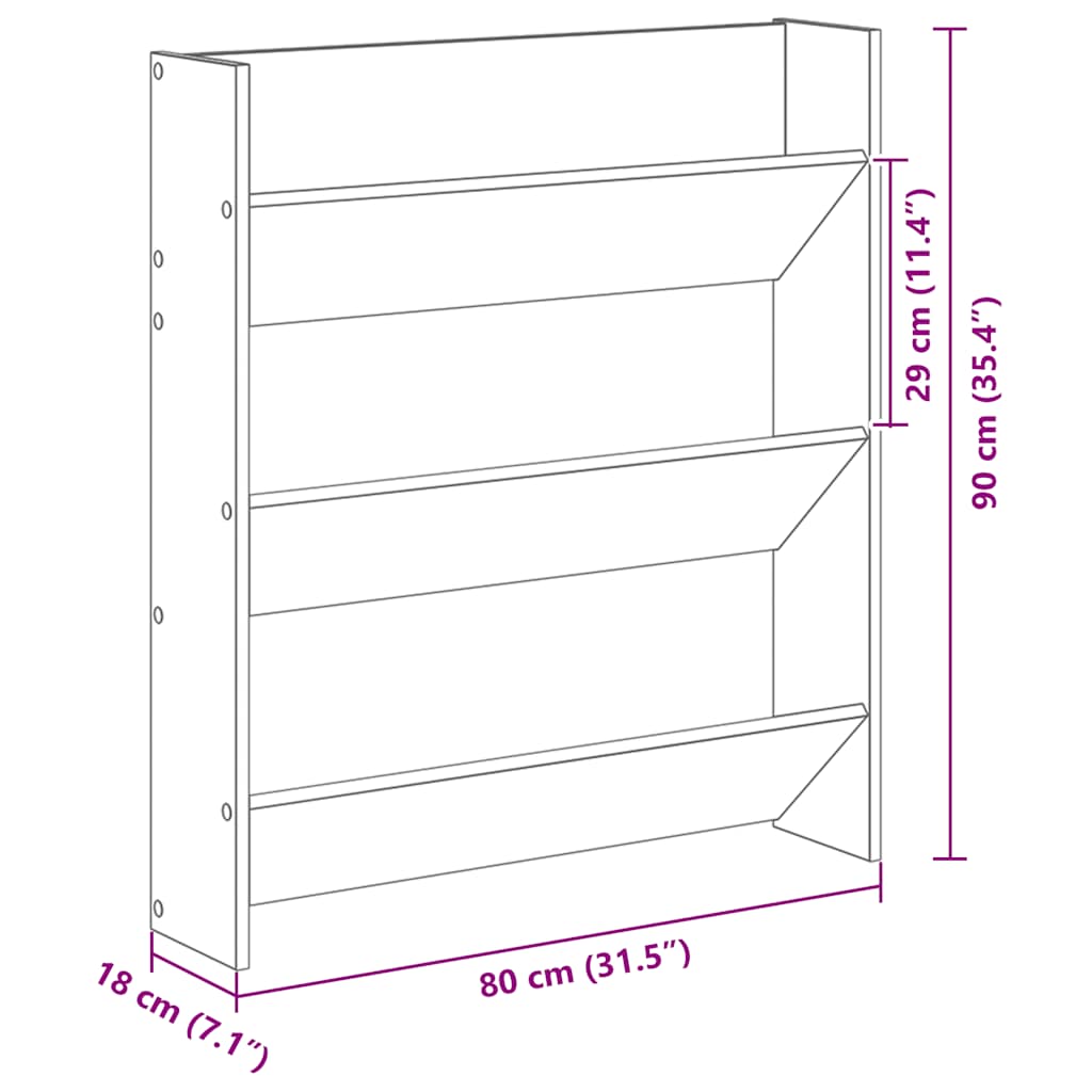 Sapateira de parede 80x18x90 cm contraplacado cinzento cimento