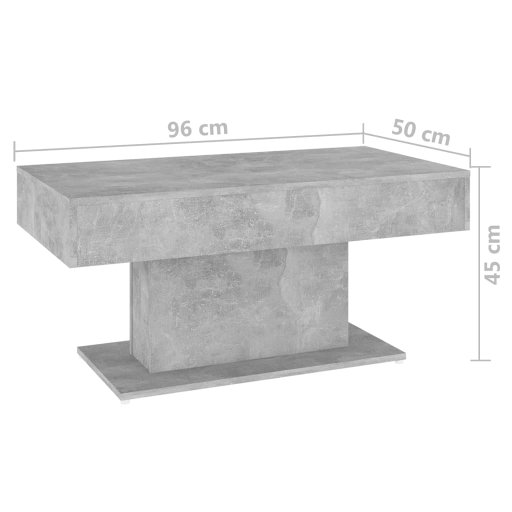Mesa de centro 96x50x45 cm derivados madeira cinzento cimento
