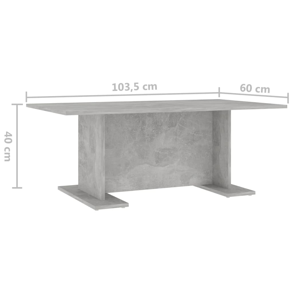 Mesa de centro 103,5x60x40 cm contraplacado cinzento cimento
