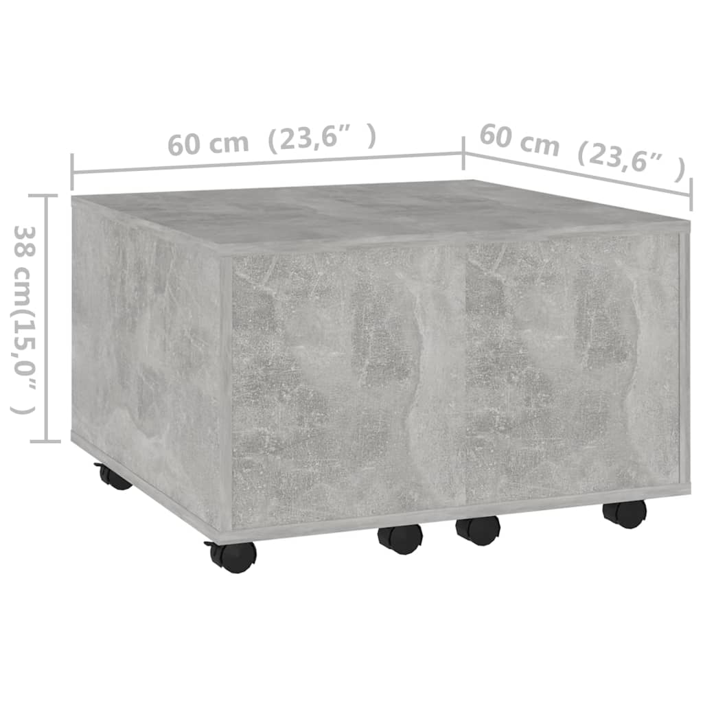 Mesa de centro 60x60x38cm derivados de madeira cinzento cimento