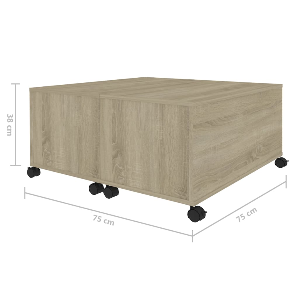 Mesa de centro 75x75x38 cm contraplacado carvalho sonoma