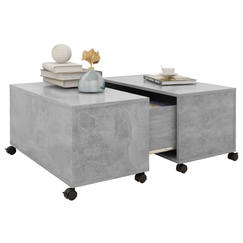 Mesa de centro 75x75x38 cm contraplacado cinzento cimento