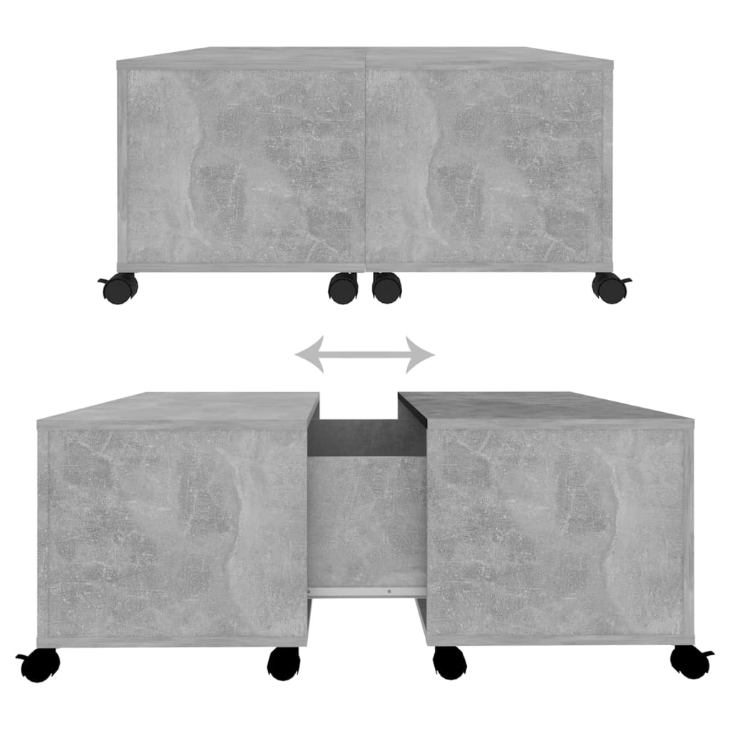 Mesa de centro 75x75x38 cm contraplacado cinzento cimento