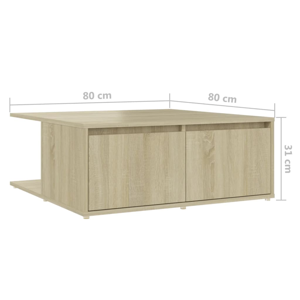 Mesa de centro 80x80x31 cm derivados de madeira carvalho sonoma