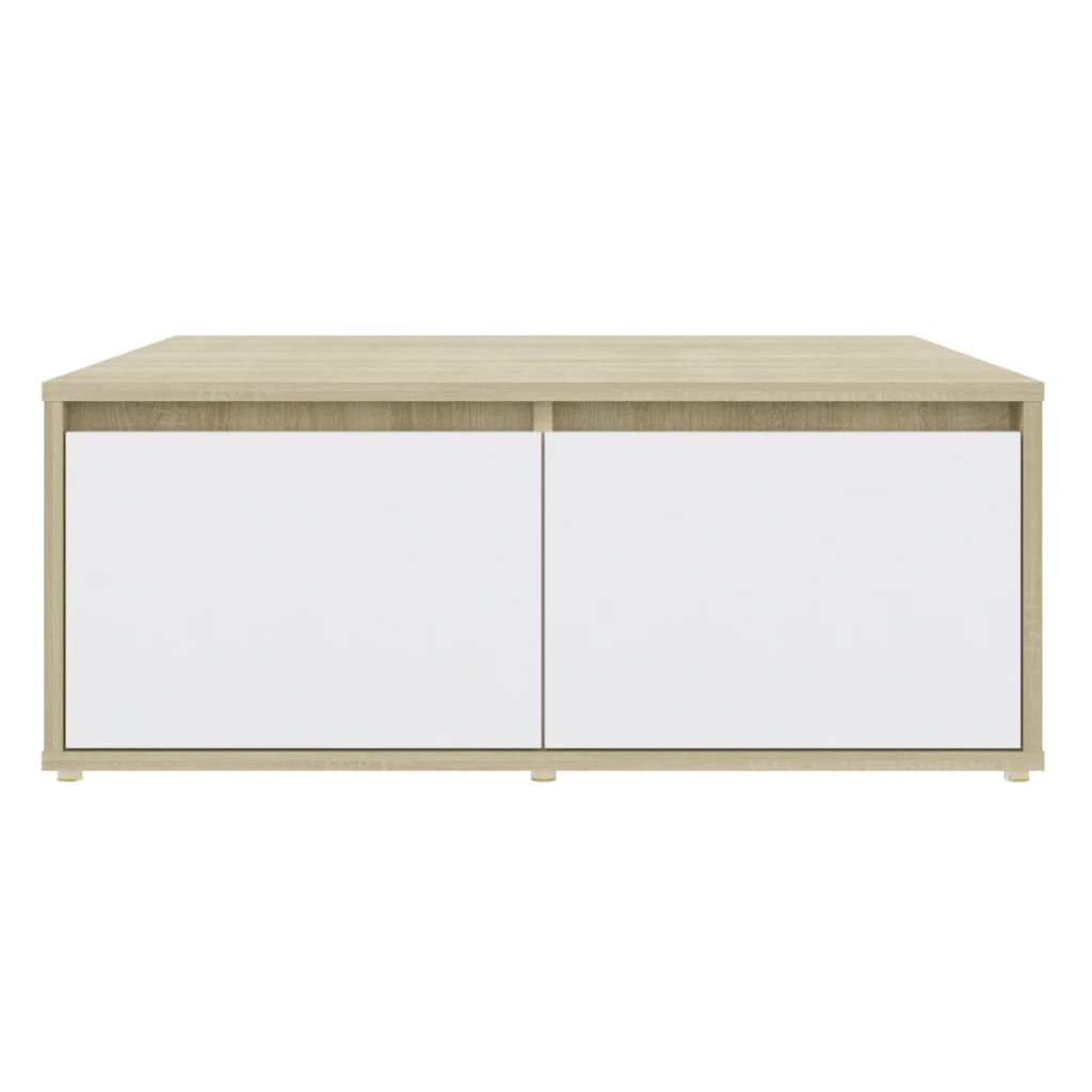 Mesa de centro derivados de madeira branco e carvalho sonoma