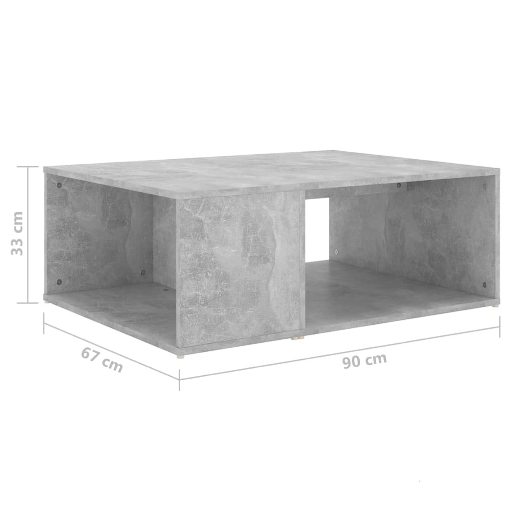 Mesa de centro 90x67x33 cm derivados madeira cinzento cimento